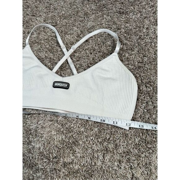 Vanquish Ribbed Seamless Marshmallow White Cross Back Low Support Sports Bra M - Picture 7 of 8
